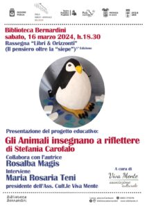 Locandina Progetto educativo "Gli animali insegnano a riflettere"